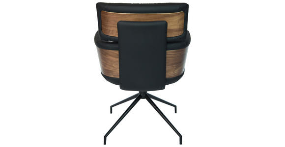 ARMLEHNSTUHL  in Eisen Echtleder pigmentiert  - Walnussfarben/Schwarz, Design, Leder/Holz (62/92/66cm) - Dieter Knoll