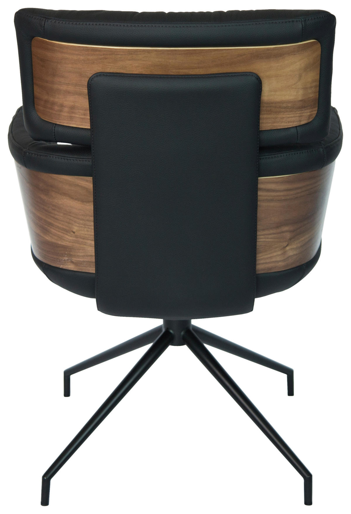 ARMLEHNSTUHL  in Eisen Echtleder pigmentiert  - Walnussfarben/Schwarz, Design, Leder/Holz (62/92/66cm) - Dieter Knoll