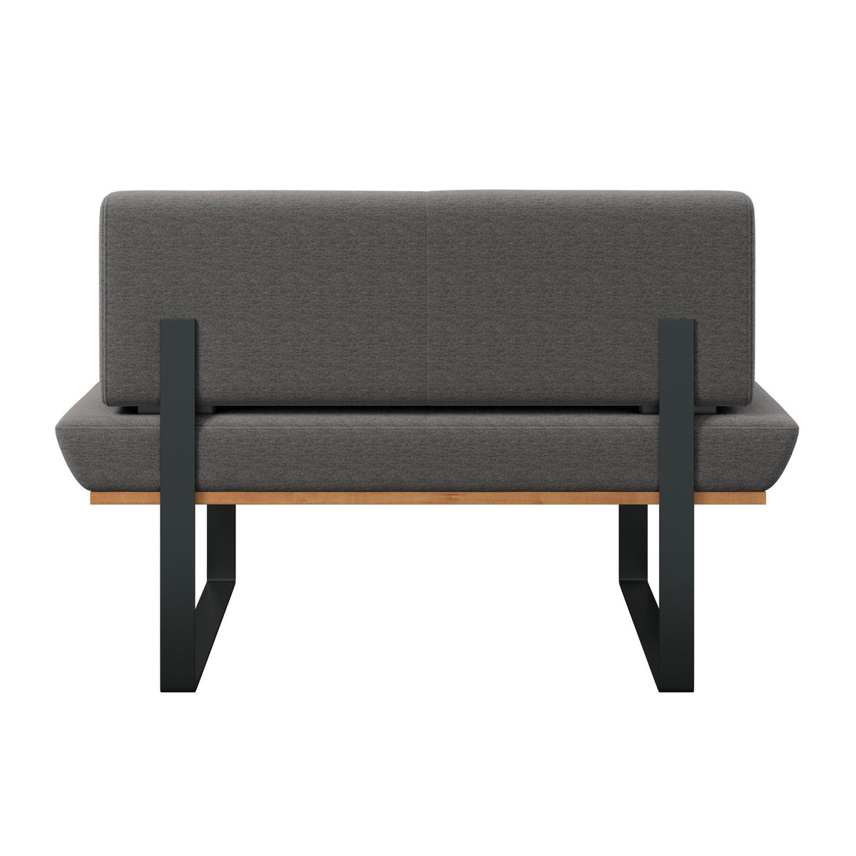 SITZBANK 130/48/90 cm Webstoff Grau Eiche vollmassiv  - Schwarz/Grau, MODERN, Holz/Textil (130/48/90cm) - Livetastic
