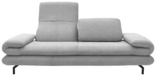 ZWEISITZER-SOFA mit Funktionen Webstoff Silberfarben  - Silberfarben/Schwarz, Design, Textil/Metall (204 (264)/83 (110)/98cm) - LOOKS by W.Joop