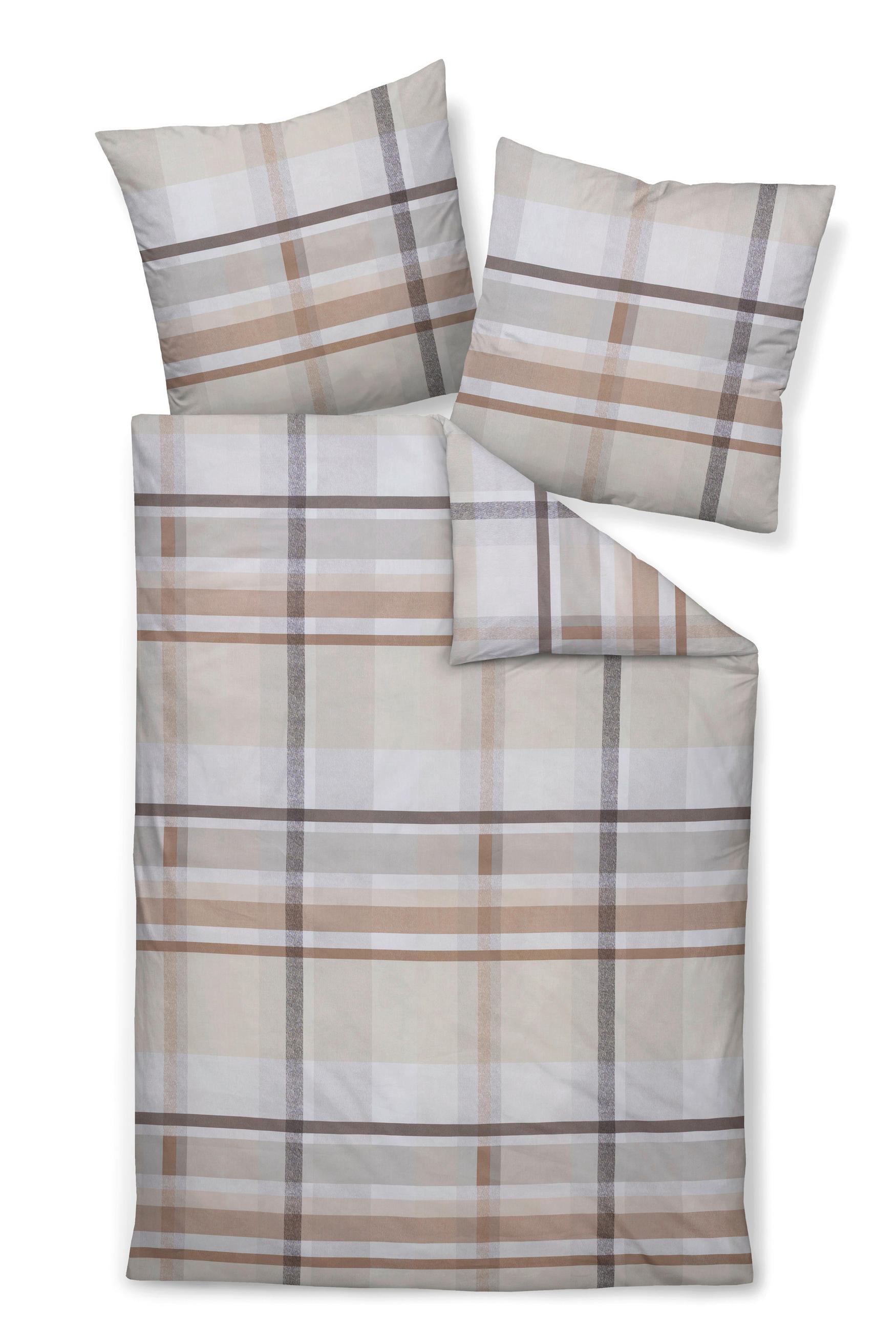 BETTWÄSCHE 2-teilig Makosatin 155/200 cm  - Beige, Design, Textil (155/200cm) - Janine