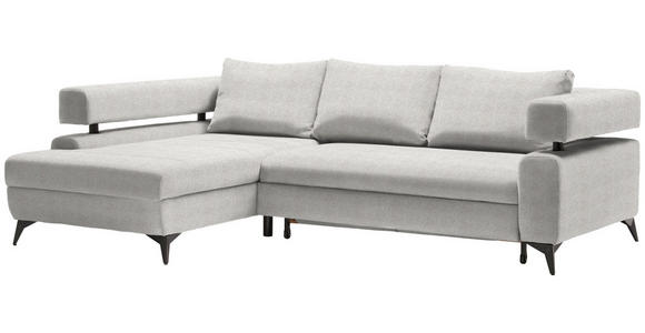 ECKSOFA in Chenille Creme  - Creme/Schwarz, KONVENTIONELL, Textil/Metall (184/265cm) - Hom`in