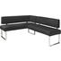 ECKBANK in Schwarz, Chromfarben - Chromfarben/Schwarz, Design, Leder/Metall (165/206cm) - Novel ECKBANK in Schwarz, Chromfarben - Chromfarben/Schwarz, Design, Leder/Metall (165/206cm) - Novel