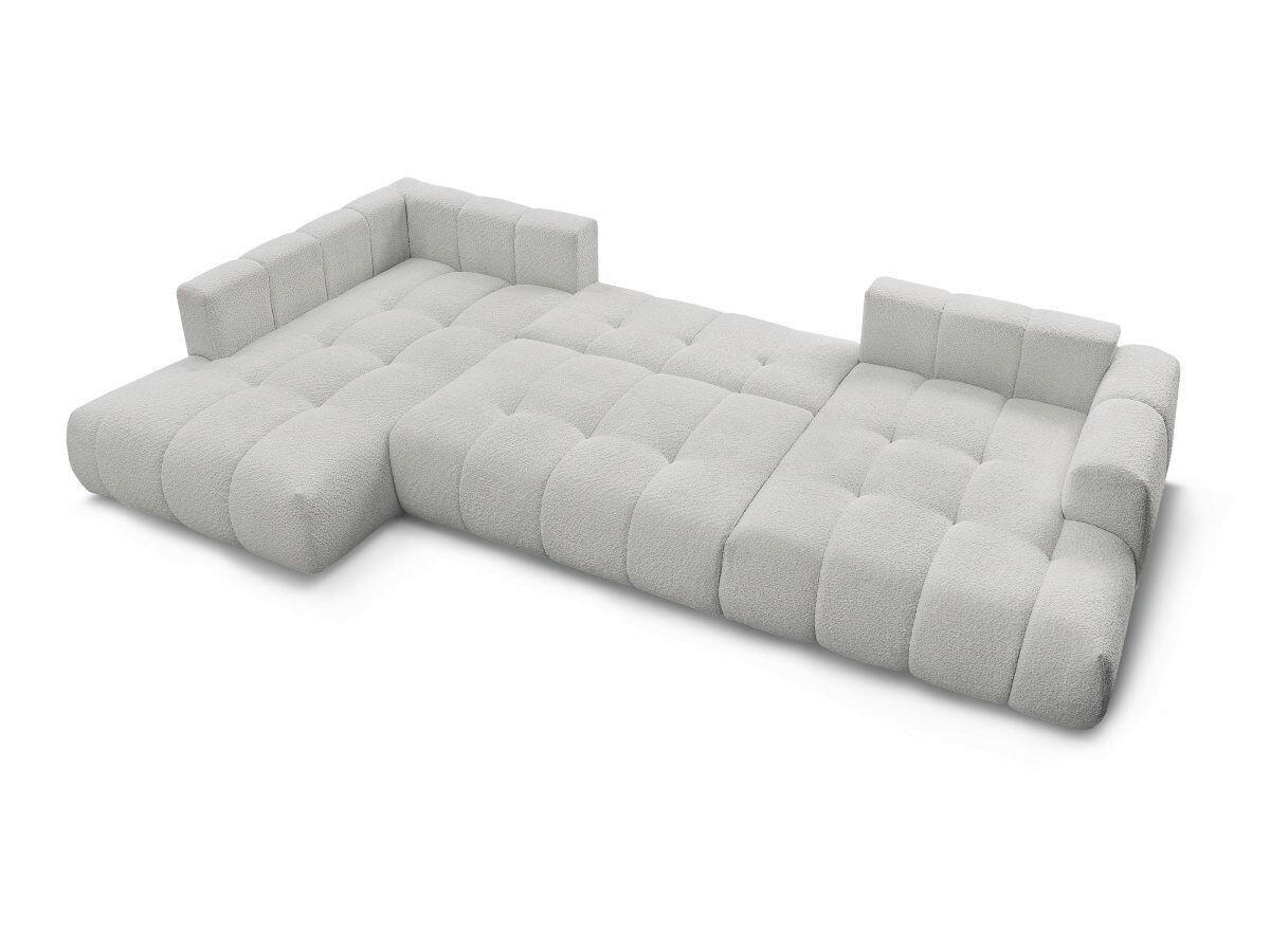 WOHNLANDSCHAFT  FUJI  Hellgrau Bouclé  - Hellgrau/Schwarz, MODERN, Kunststoff/Textil (204/377/160cm)