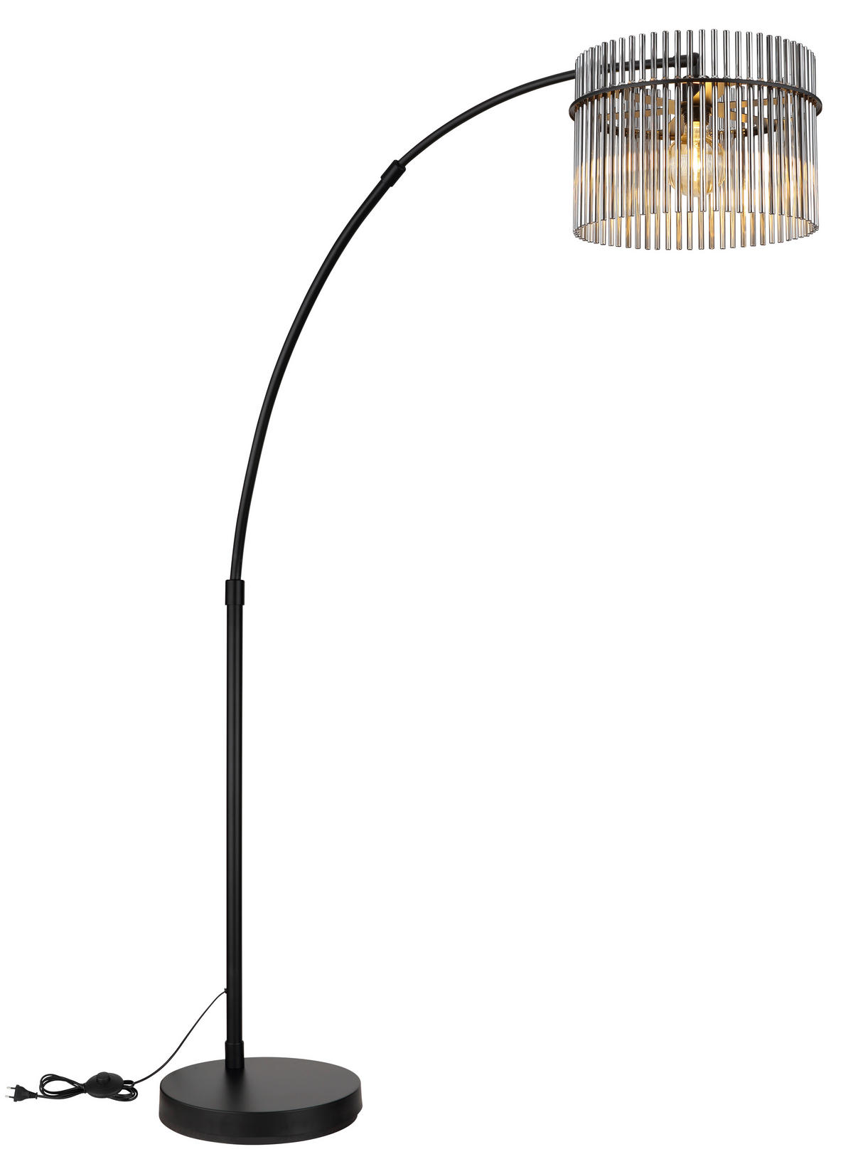 STEHLEUCHTE GORLEY 120/38/185 cm   - Schwarz/Grau, LIFESTYLE, Glas/Kunststoff (120/38/185cm) - Globo