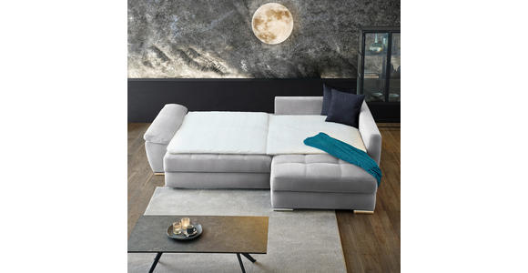 ECKSOFA in Webstoff Hellgrau  - Chromfarben/Silberfarben, Design, Kunststoff/Textil (276/212cm) - Carryhome