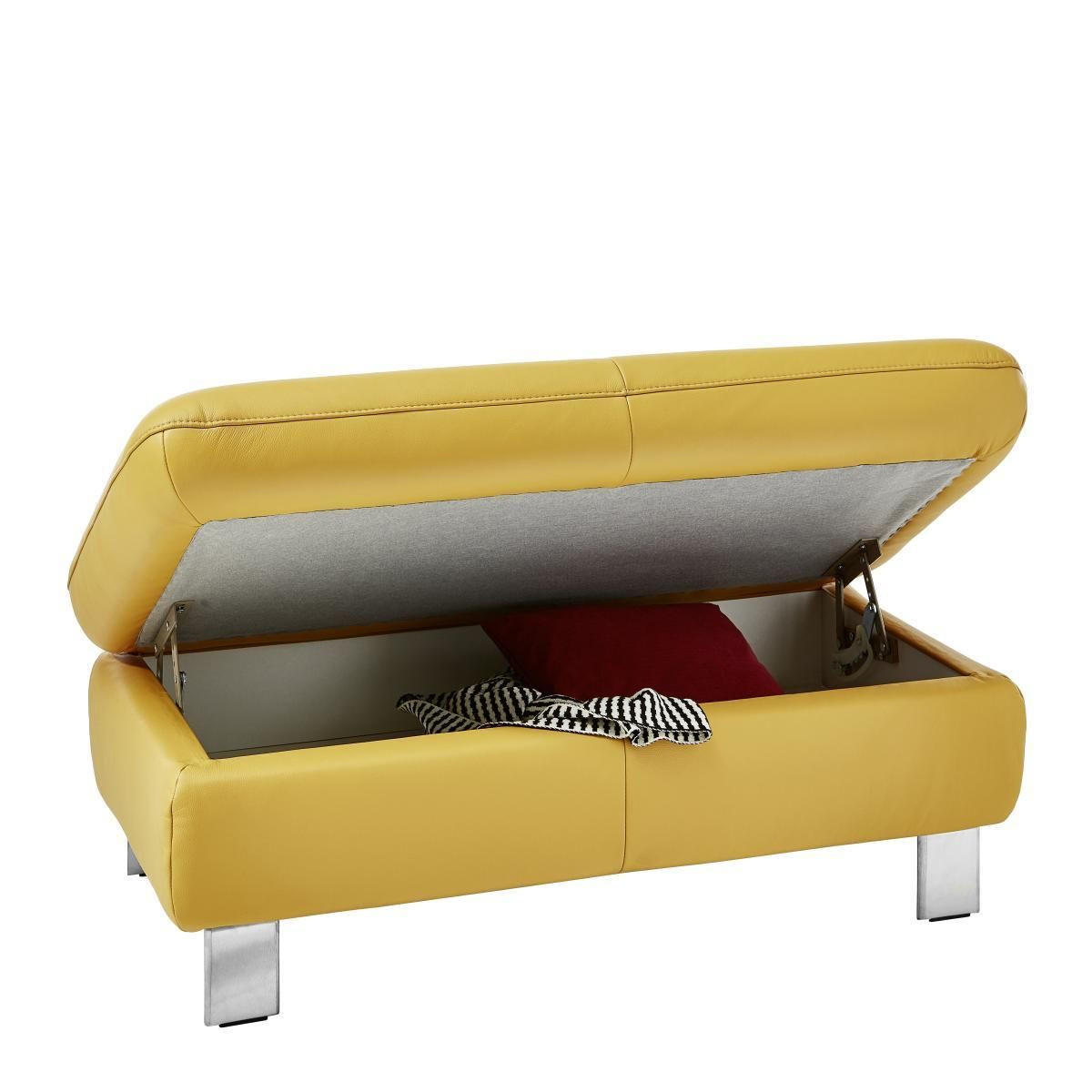 Thumbnail - Cantus Hocker, Gelb, Leder, Echtleder, Color-Finish-Leder, 120x52x65 cm, Goldenes M, Lederauswahl, Stoffauswahl, Wohnzim...