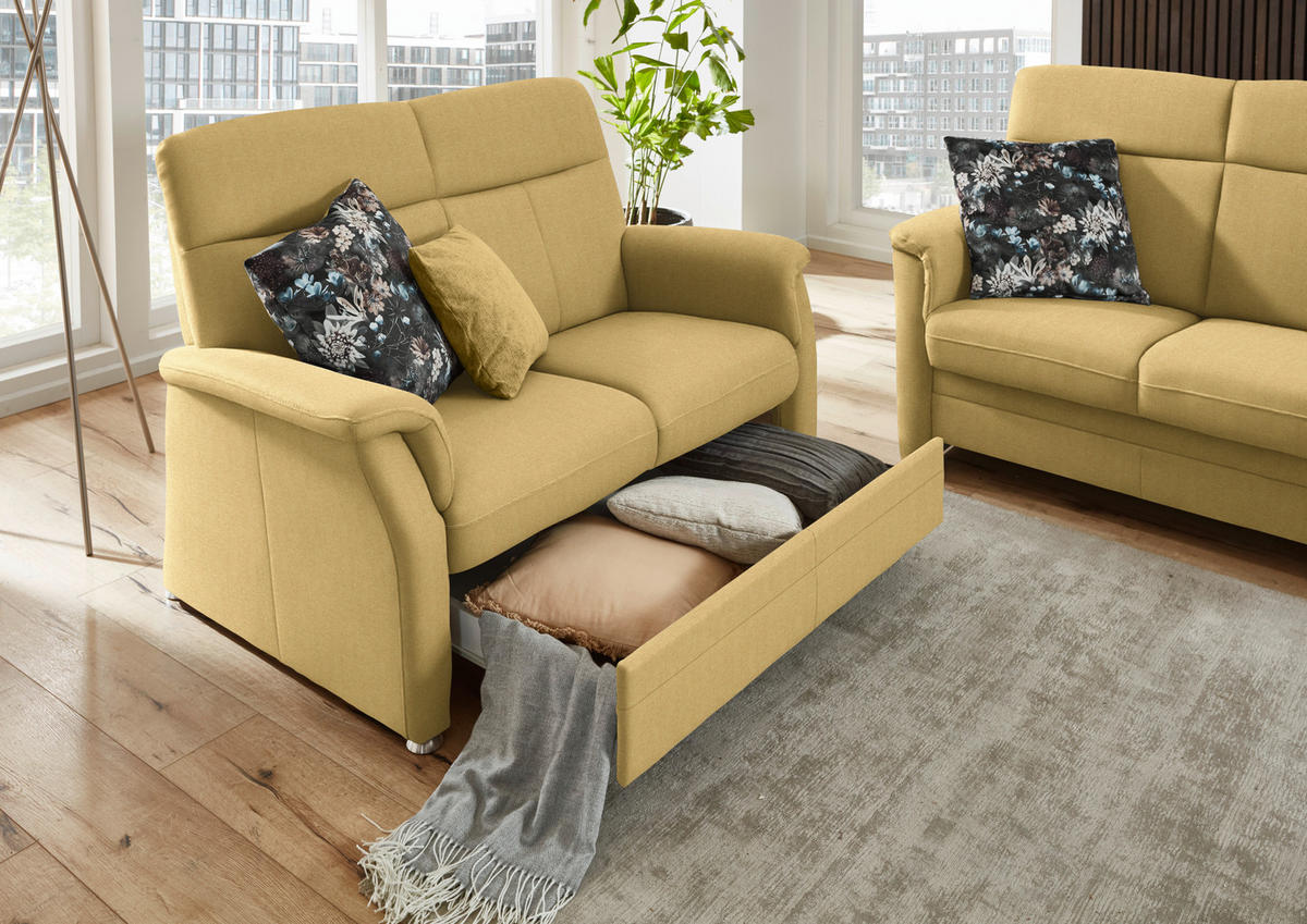 SITZGARNITUR Flachgewebe Gelb  - Gelb/Alufarben, Konventionell, Textil/Metall (142-194/100/89cm) - Beldomo Comfort