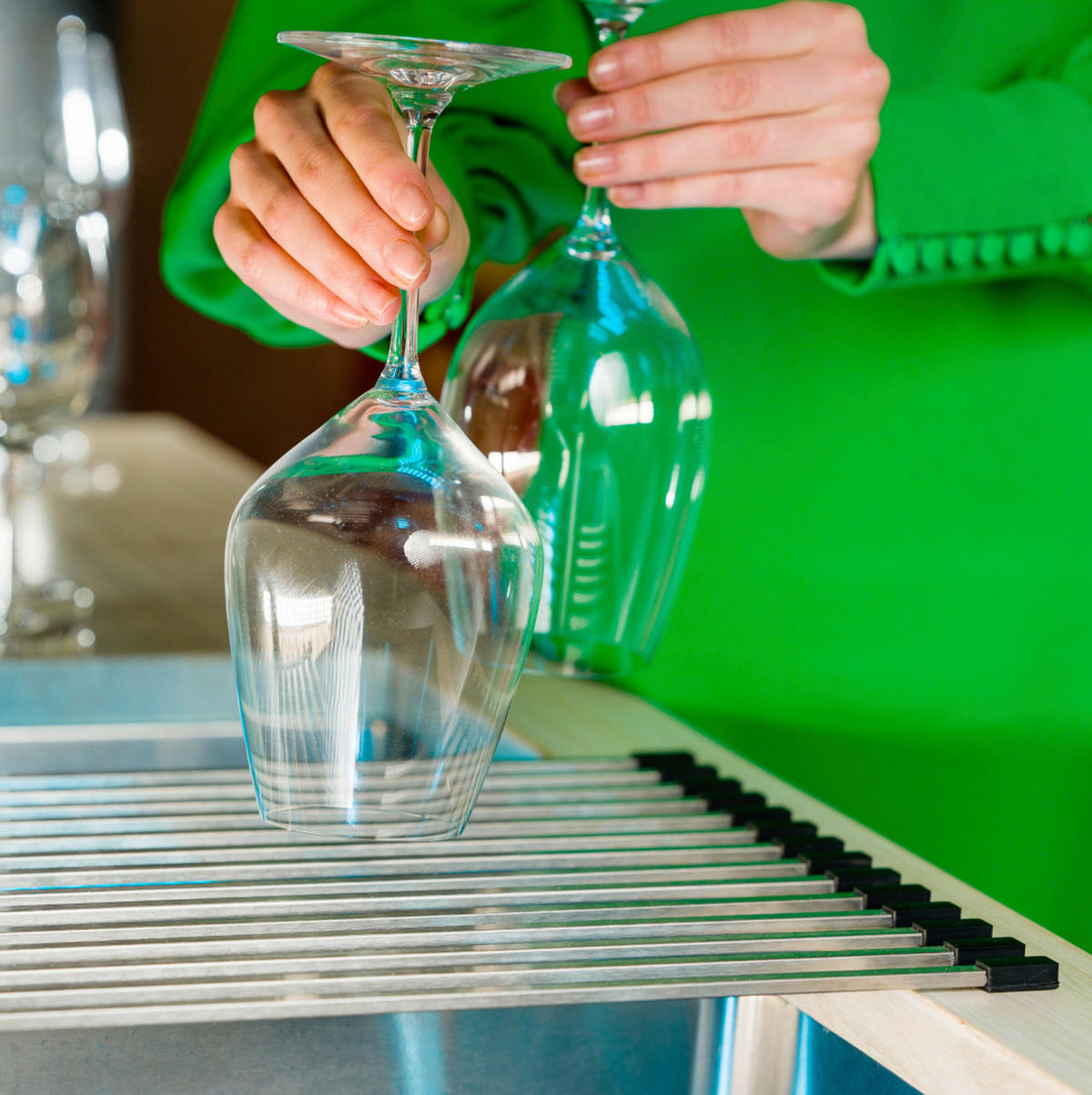 ABTROPFMATTE   - Edelstahlfarben, Basics, Metall (46/32/0,8cm) - HAPPY SINKS