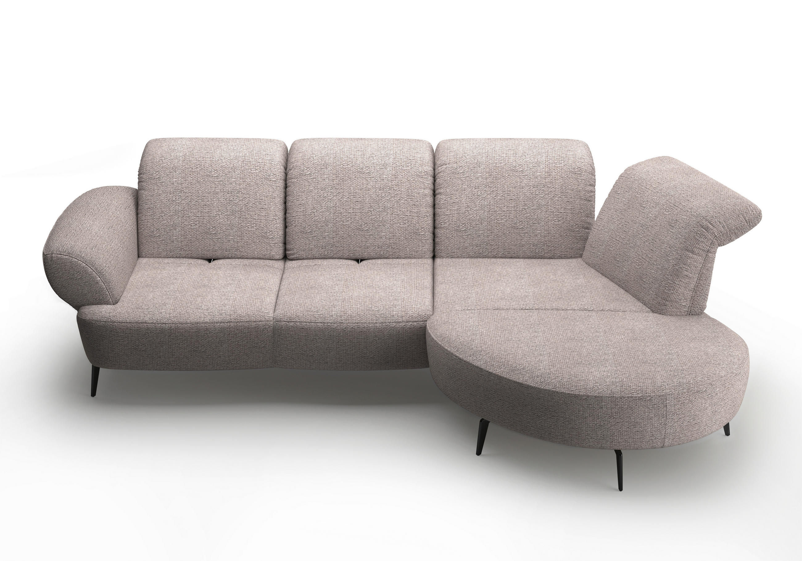 ECKSOFA in Chenille Silberfarben  - Silberfarben/Schwarz, Modern, Textil/Metall (313/208cm) - Sit & More