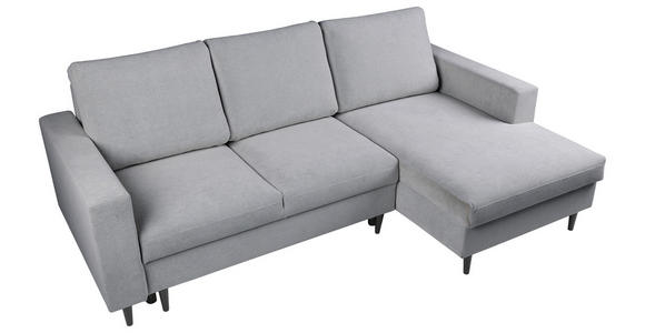 ECKSOFA  in Struktur Hellgrau  - Hellgrau/Schwarz, MODERN, Holz/Kunststoff (230/145cm) - Carryhome