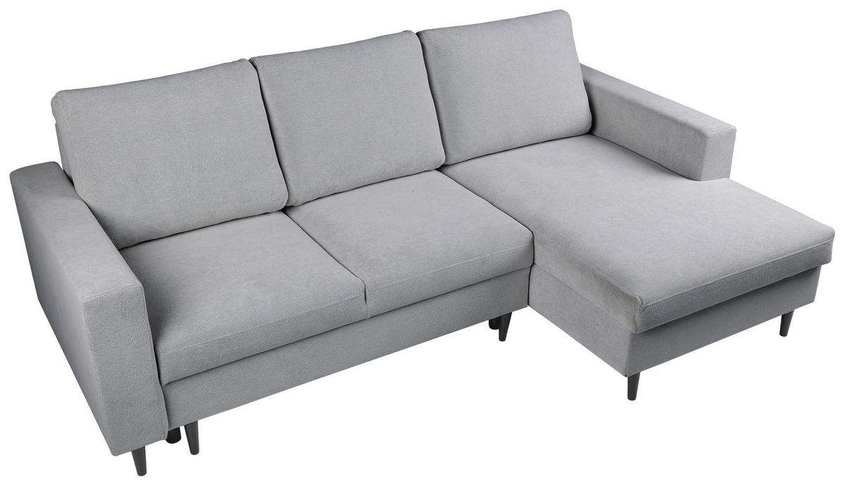 ECKSOFA in Struktur Hellgrau  - Hellgrau/Schwarz, Modern, Holz/Kunststoff (230/145cm) - MID.YOU