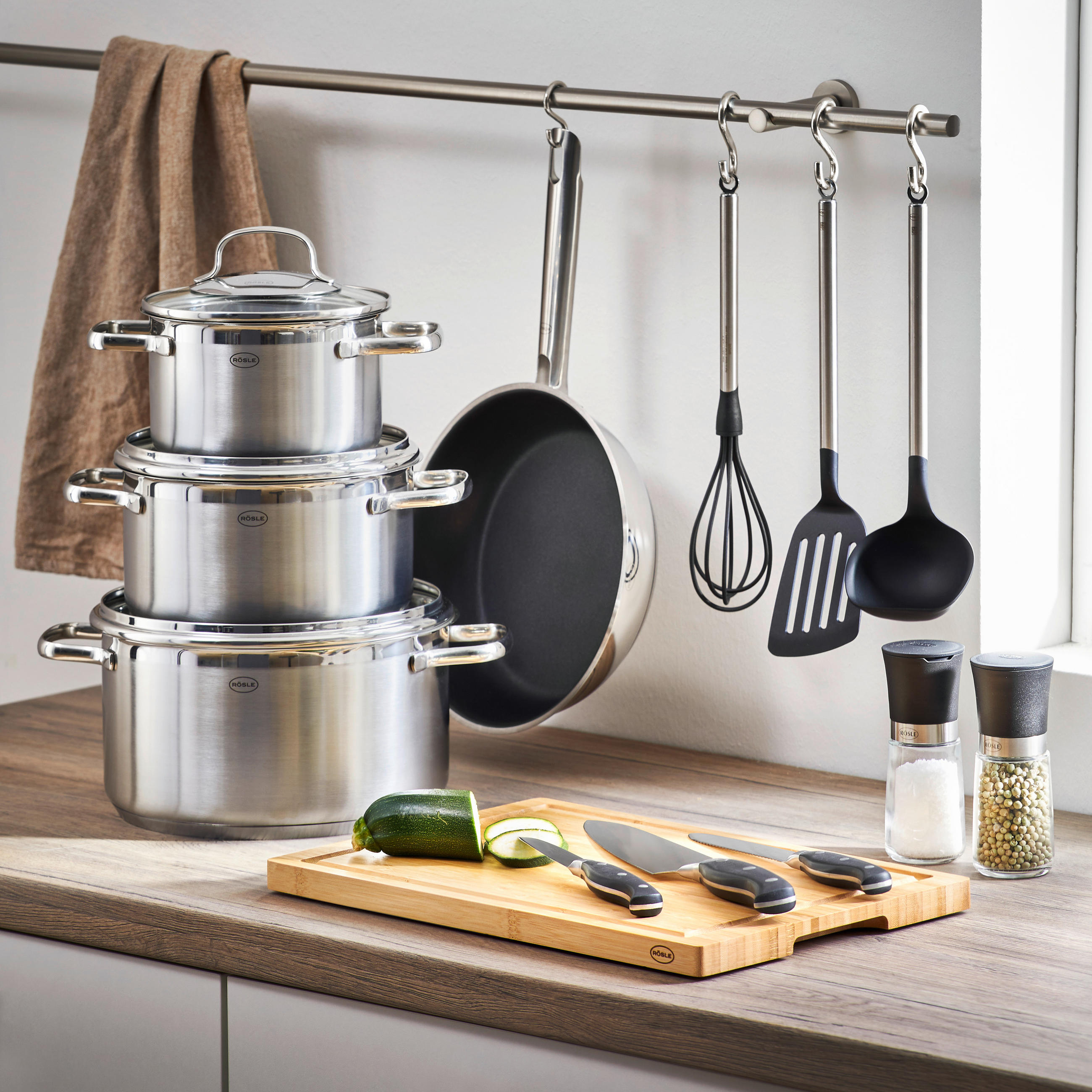 KOCHTOPFSET GOURMET-SET ELEGANCE 13-teilig  - Basics, Metall (37,8/29/59cm) - Rösle
