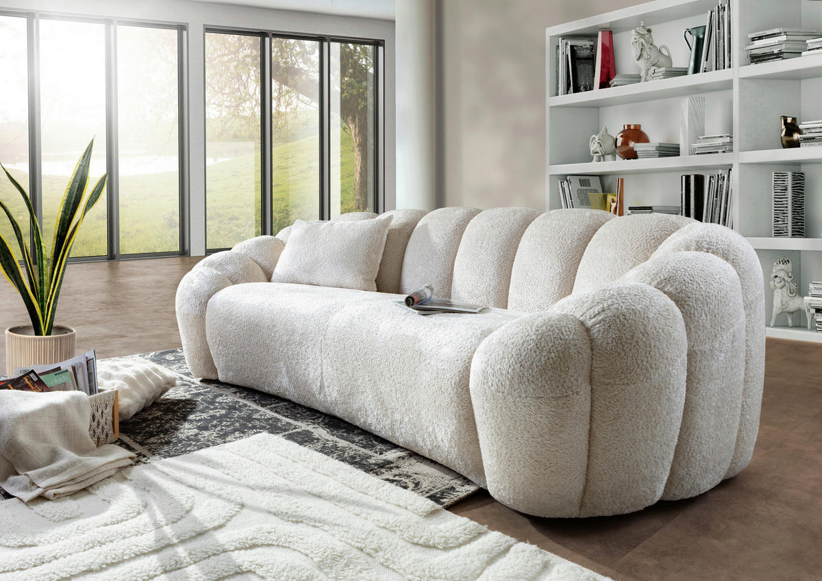 BIGSOFA in Chenille Creme  - Creme/Schwarz, KONVENTIONELL, Kunststoff/Textil (248/78/112cm) - Carryhome