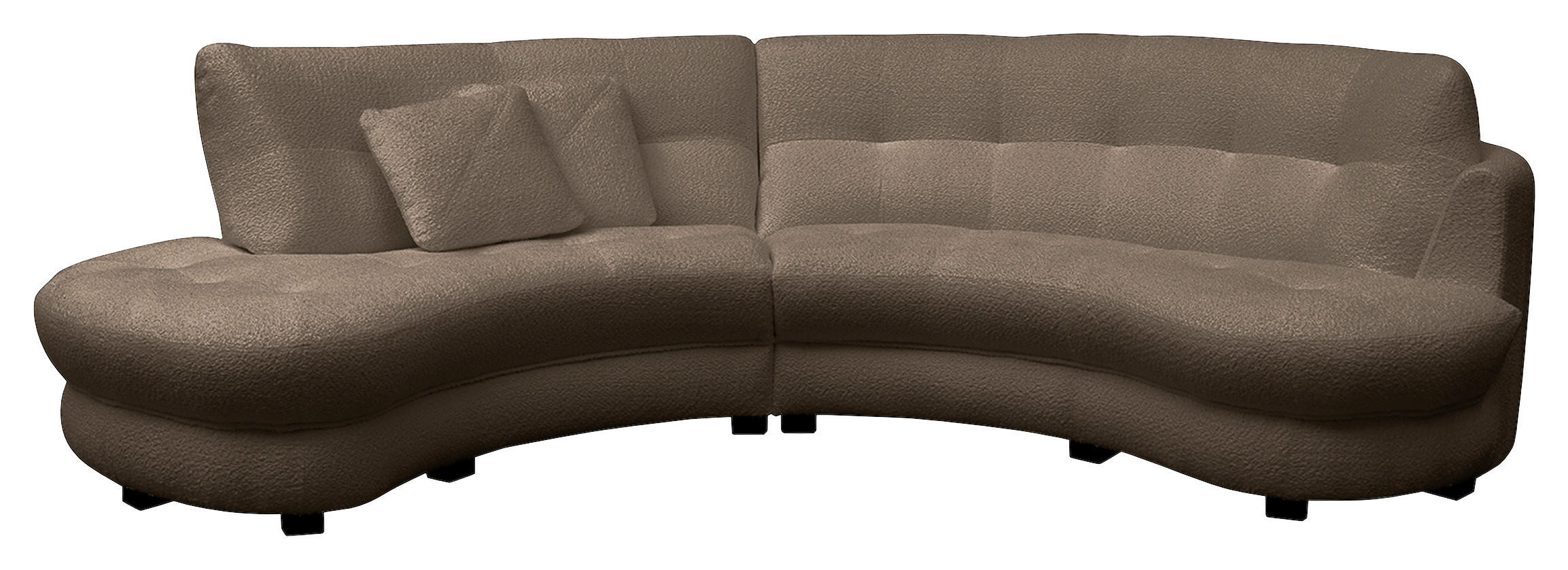 ECKSOFA Rundform  Braun Bouclé  - Schwarz/Braun, Design, Kunststoff/Textil (113/300cm) - Livetastic