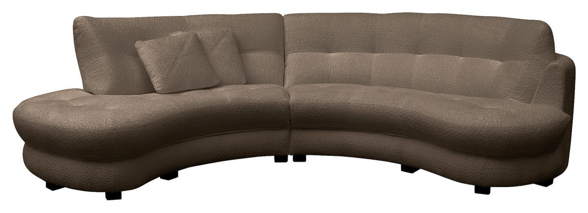 ECKSOFA in Bouclé Braun  - Weiss/Schwarz, Design, Kunststoff/Textil (113/300cm) - Livetastic