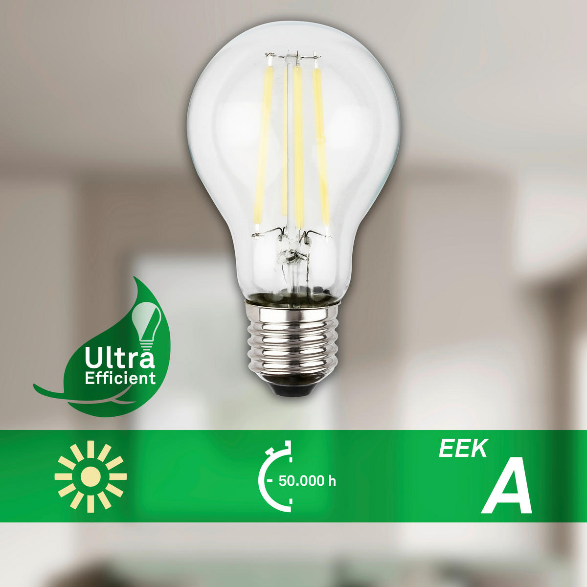 LED-LEUCHTMITTEL   E27 5 W 1055 lm  - Silberfarben, Basics, Glas (6/10,6cm)