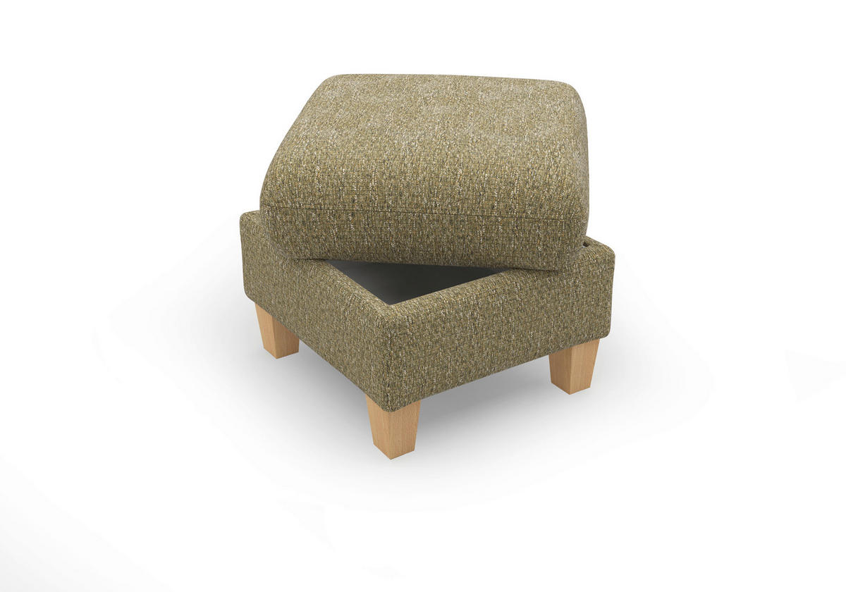 HOCKER GLENDALE E Chenille Olivgrün  - Eichefarben/Olivgrün, KONVENTIONELL, Holz/Textil (58/48/58cm) - Sit & More