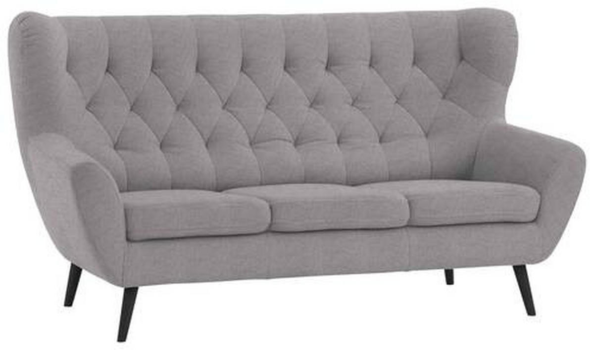3-SITZER-SOFA in Mikrofaser Taupe  - Taupe/Schwarz, Design, Holz/Textil (187/101/95cm) - Stylife