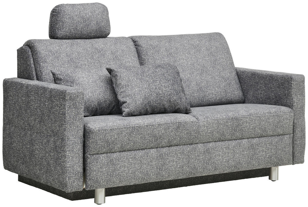 SCHLAFSOFA  in Mikrofaser Grau  - Alufarben/Grau, KONVENTIONELL, Kunststoff/Textil (176/88/91cm) - Sedda