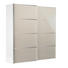 SCHWEBETÜRENSCHRANK in Weiß, Beige - Chromfarben/Beige, Design, Glas/Holzwerkstoff (200/222/68cm) - Moderano SCHWEBETÜRENSCHRANK in Weiß, Beige - Chromfarben/Beige, Design, Glas/Holzwerkstoff (200/222/68cm) - Moderano