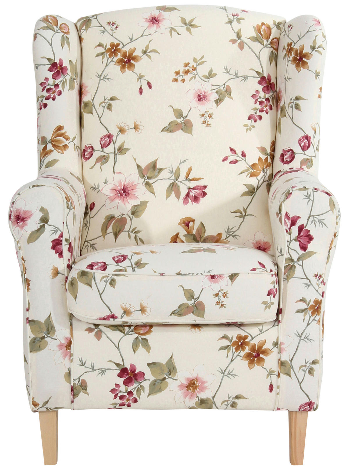 OHRENSESSEL Flachgewebe Multicolor, Weiß  - Buchefarben/Multicolor, Design, Holz/Textil (77/103/86cm) - Max Winzer