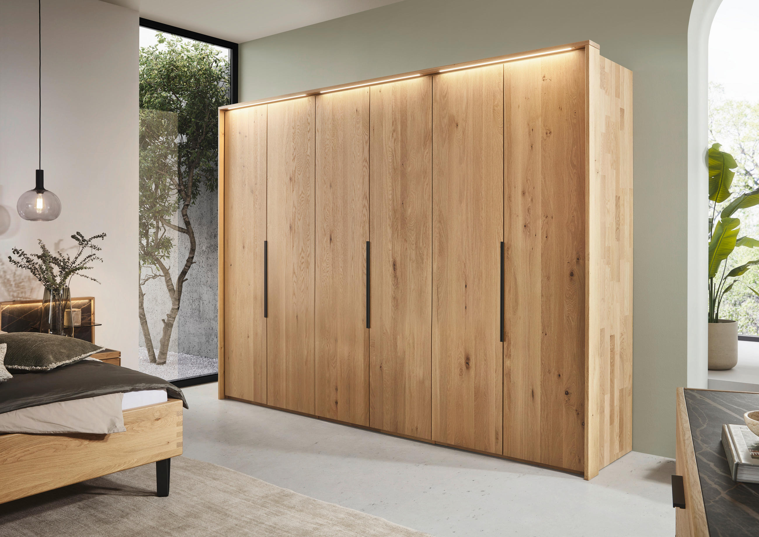 DREHTÜRENSCHRANK in Wildeiche  - Wildeiche/Schwarz, Design, Holz/Metall (302/223/62cm) - Valnatura