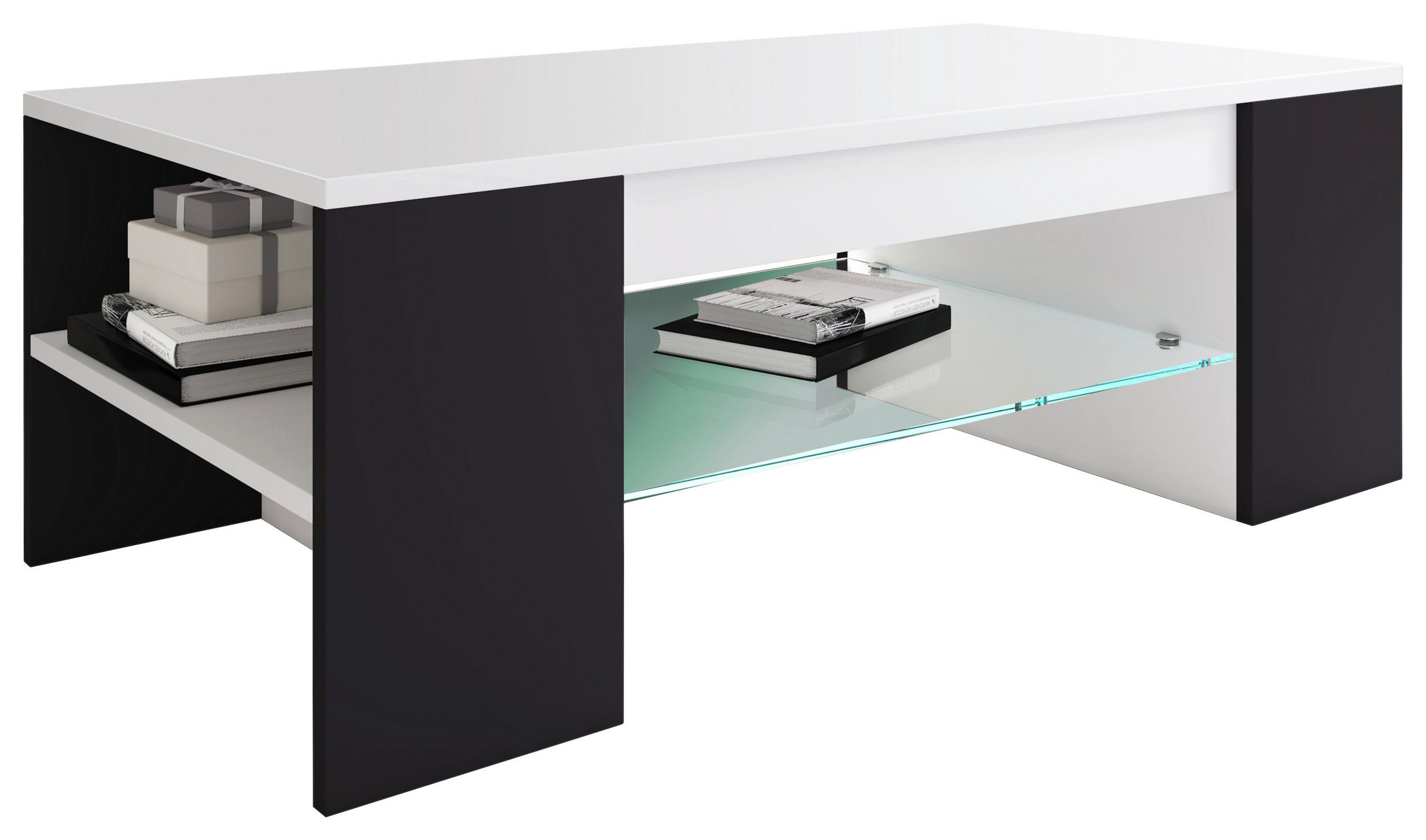 COUCHTISCH 100/50/35 cm rechteckig Schwarz, Weiß  - Schwarz/Weiß, MODERN, Holzwerkstoff (100/50/35cm) - MID.YOU