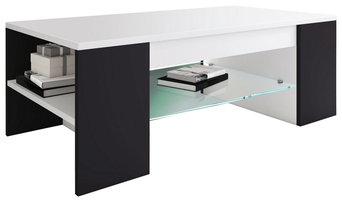 COUCHTISCH 100/50/35 cm rechteckig Schwarz, Weiß  - Schwarz/Weiß, MODERN, Holzwerkstoff (100/50/35cm) - MID.YOU