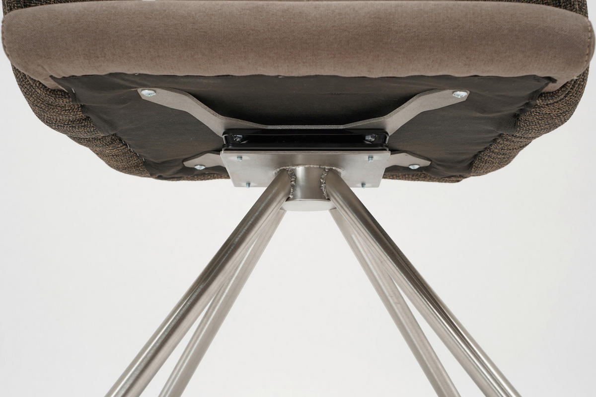 ARMLEHNSTUHL  in Webstoff, Mikrofaser  - Edelstahlfarben/Braun, Design, Textil/Metall (60/92/60cm) - Linea Natura