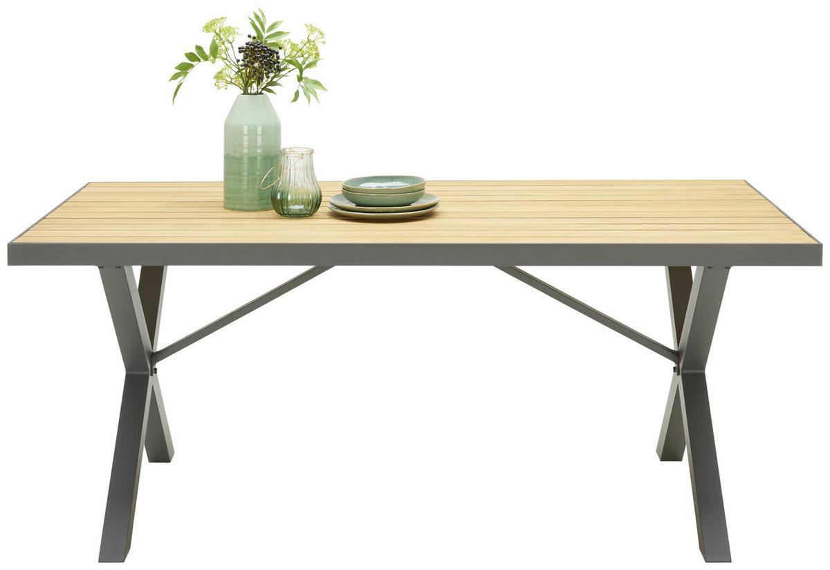 BAŠTENSKI STO  - prirodna boja/antracit, Dizajnerski, drvo/metal (180/91cm) - Ambia Garden