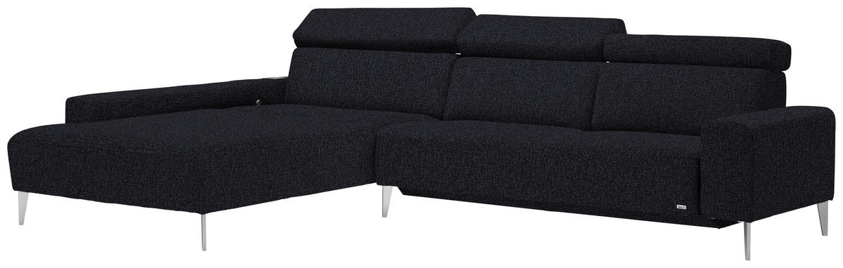 ECKSOFA in Webstoff Anthrazit  205/308 cm  - Anthrazit/Alufarben, Design, Textil/Metall (205/308cm) - Sedda