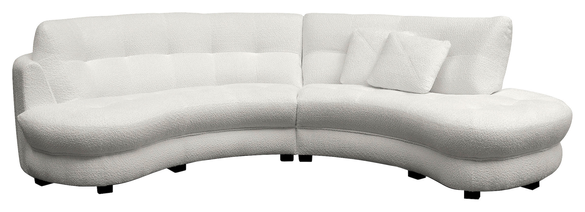 ECKSOFA Rundform  Hellgrau Bouclé  - Hellgrau/Schwarz, Design, Kunststoff/Textil (300/113cm) - Livetastic