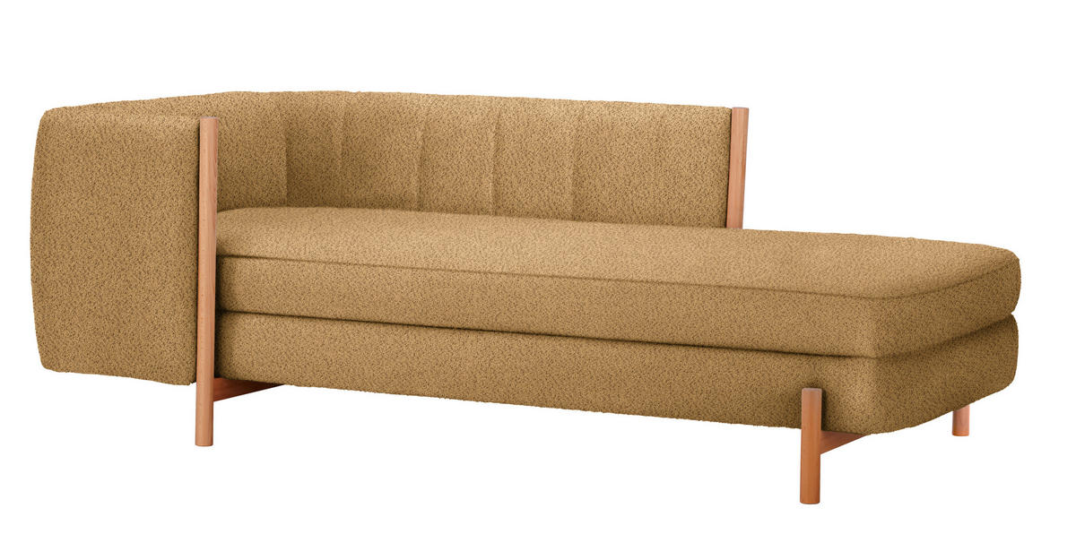 RÉCAMIERE in Plüsch Currygelb  - Currygelb/Naturfarben, Design, Holz/Textil (216/90/109cm) - Niels Andersson
