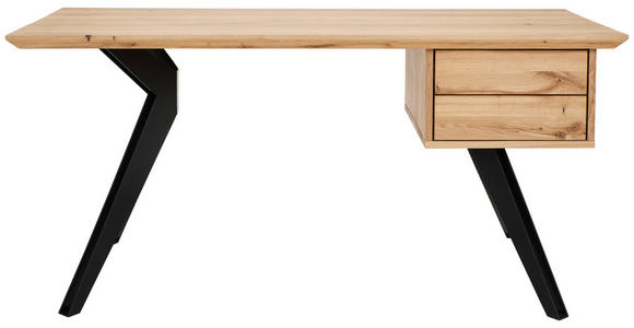 SCHREIBTISCH 160/70/75 cm  in Eichefarben  - Eichefarben/Schwarz, Natur, Holz/Metall (160/70/75cm) - Linea Natura