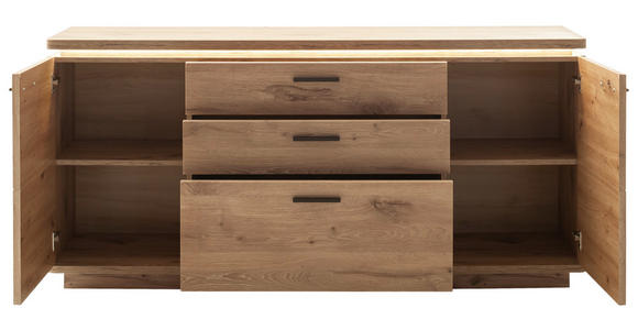 SIDEBOARD  170/81/44 cm 3 Schublade(n)  - Eichefarben/Anthrazit, KONVENTIONELL, Holzwerkstoff/Metall (170/81/44cm) - Cantus