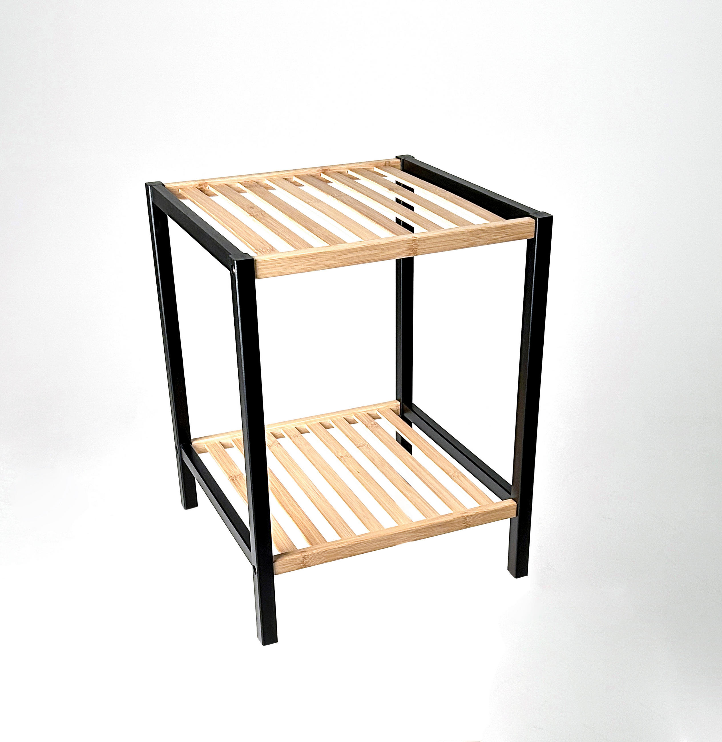 BEISTELLTISCH 35/35/47 cm Bambus Hartholz Naturfarben, Schwarz  - Schwarz/Naturfarben, Design, Holz (35/35/47cm)