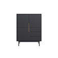 HIGHBOARD Schwarz Viva  - Goldfarben/Schwarz, Design, Holzwerkstoff/Metall (104/82/39cm) - Xora