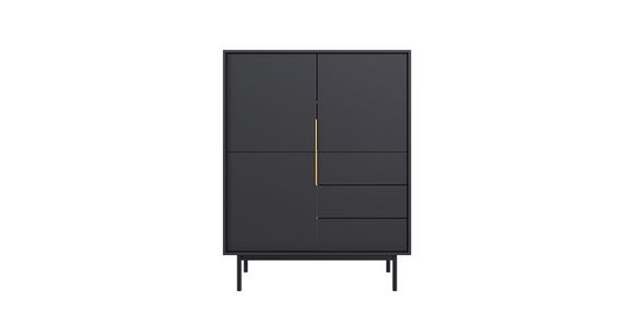 HIGHBOARD Schwarz Viva  - Goldfarben/Schwarz, Design, Holzwerkstoff/Metall (104/82/39cm) - Xora