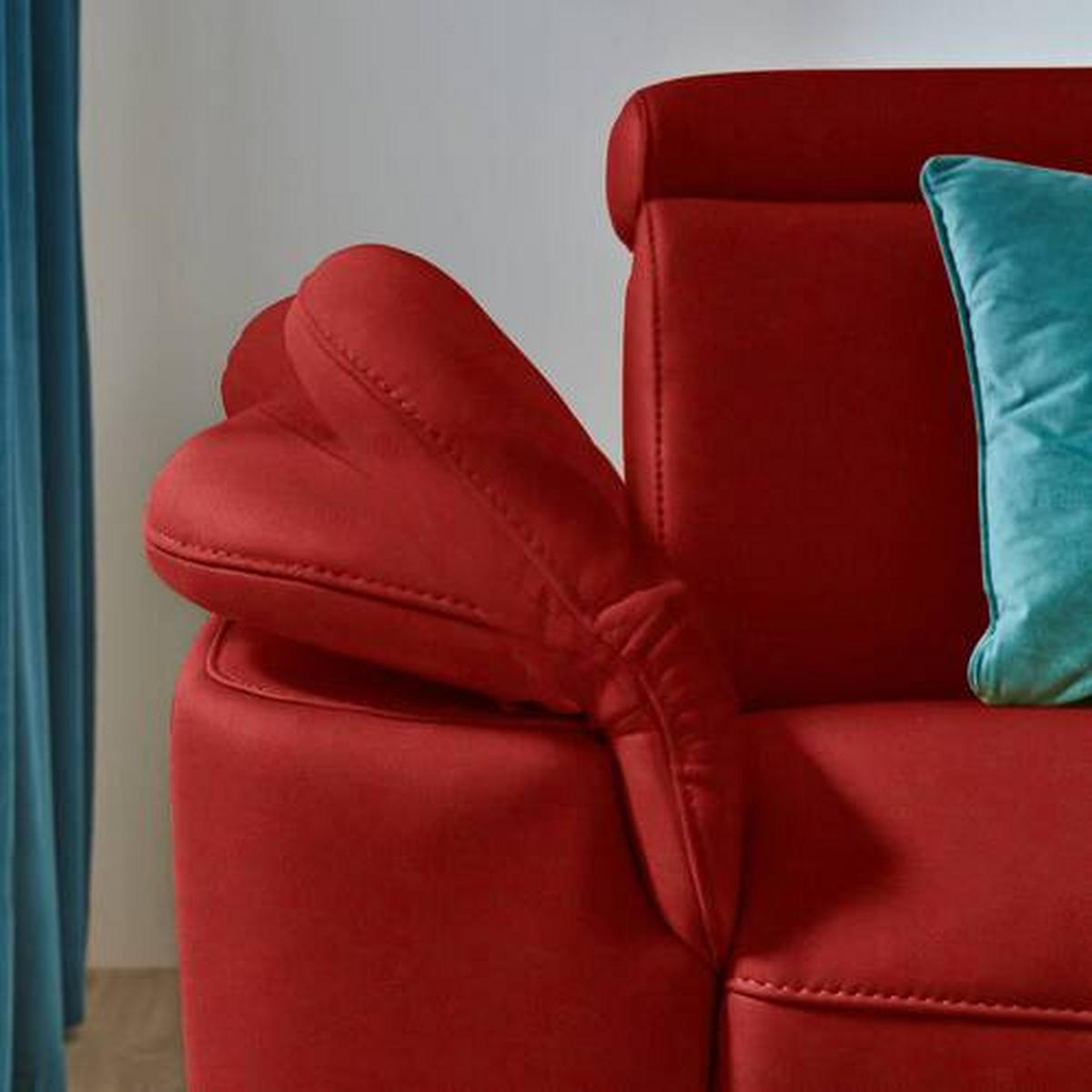 ECKSOFA in Echtleder Rot  - Rot/Schwarz, Design, Leder/Metall (285/239cm) - Cantus
