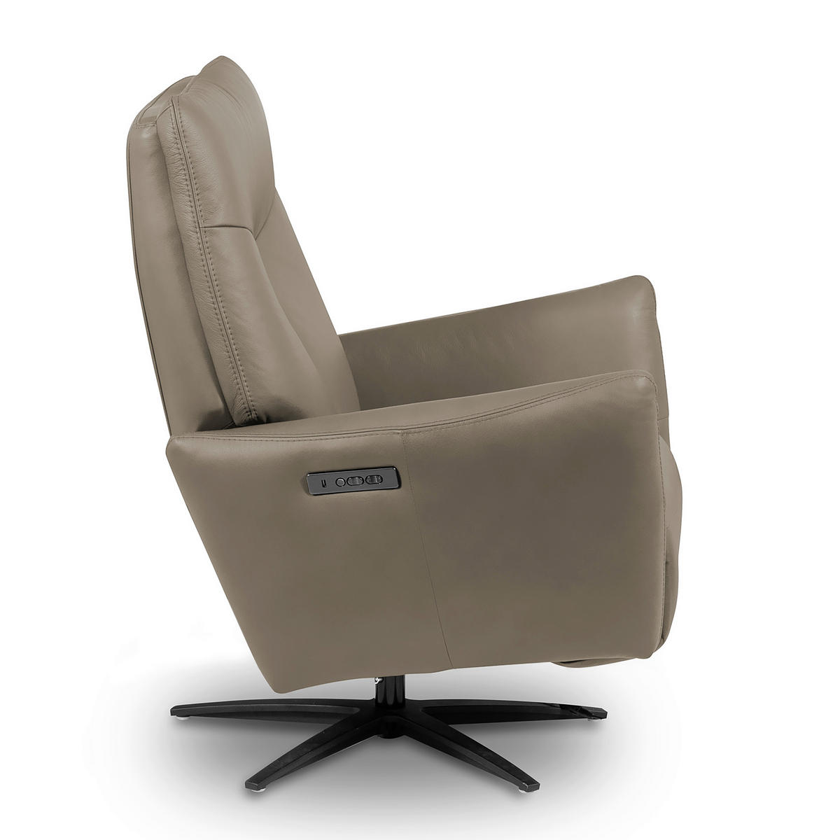 RELAXSESSEL Leder Taupe  - Taupe/Schwarz, Design, Leder/Metall (76/107/88cm) - Livetastic