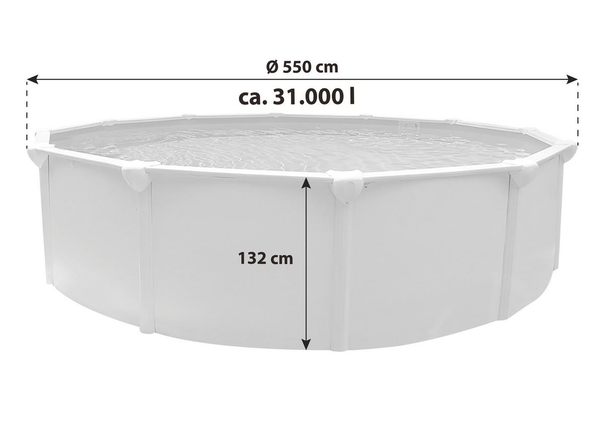 POOL-SET 01754 STEELY SUPREME 550/132 cm  - Blau/Weiß, MODERN, Kunststoff/Metall (550/132cm)