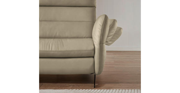 ECKSOFA in Echtleder Ecru  169/298 cm  - Ecru/Schwarz, Design, Leder/Metall (169/298cm) - Dieter Knoll