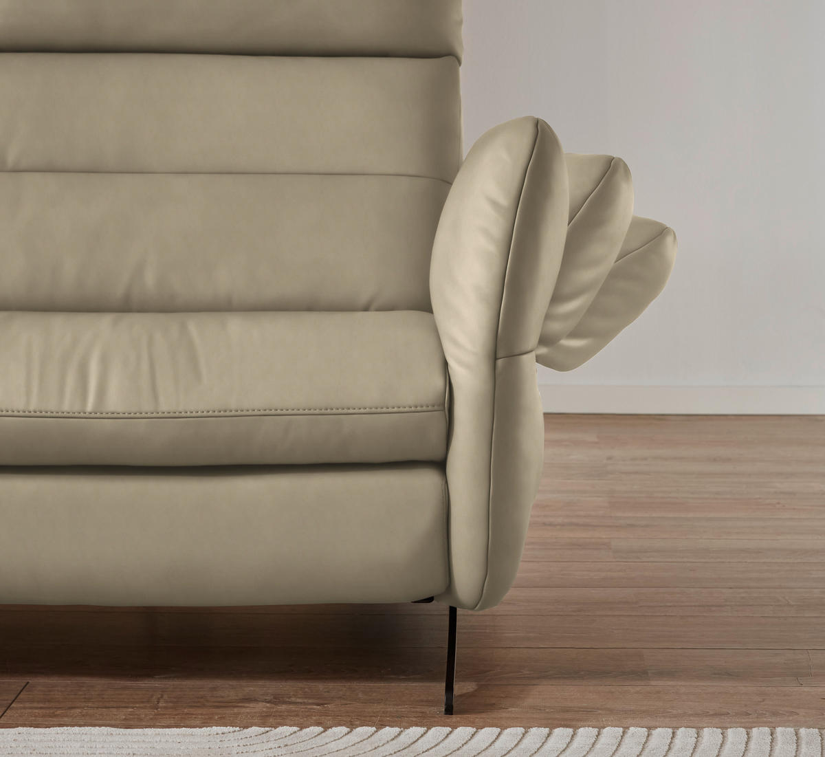 ECKSOFA in Echtleder Ecru  169/298 cm  - Ecru/Schwarz, Design, Leder/Metall (169/298cm) - Dieter Knoll
