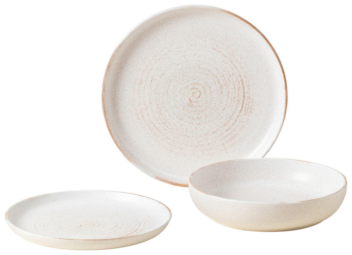 KOMBISERVICE Creme, Weiß VERMONT 12-teilig 4 Personen  - Creme/Weiß, Basics, Keramik - Costa Nova