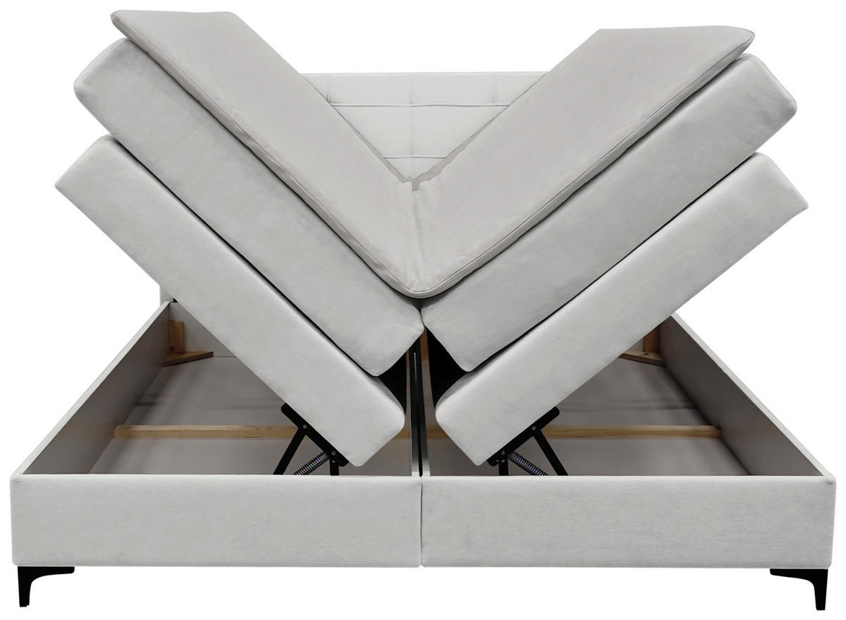 BOXSPRINGBETT 160/200 cm,  in Beige, H3 = fest  - Beige/Schwarz, KONVENTIONELL, Kunststoff/Textil (160/200cm)