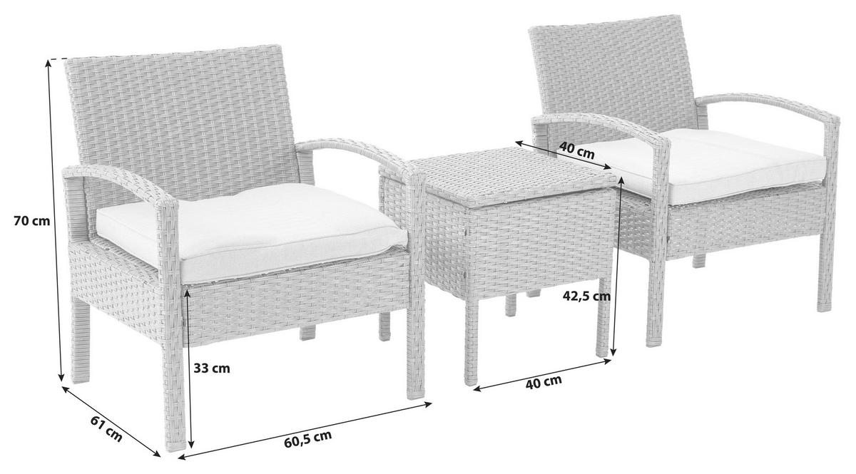 BALKÓNOVÁ ZOSTAVA  - sivá/tmavosivá, Modern, kov/textil - Luca Bessoni