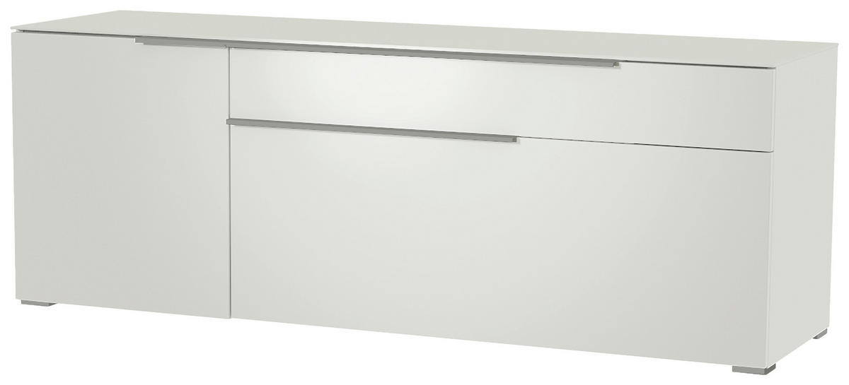 LOWBOARD Weiss, Alufarben  160/58/45 cm  - Weiss/Alufarben, Design, Glas/Holzwerkstoff (160/58/45cm) - Moderano
