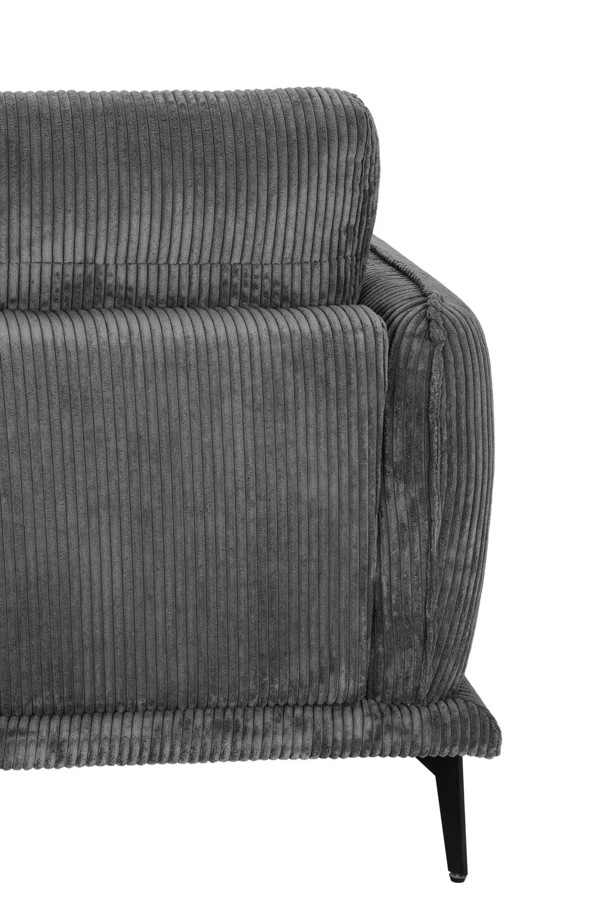 HÁROMÜLÉSES KANAPÉ textil szürke  - fekete/szürke, Design, textil/fém (260/81/89cm) - Livetastic