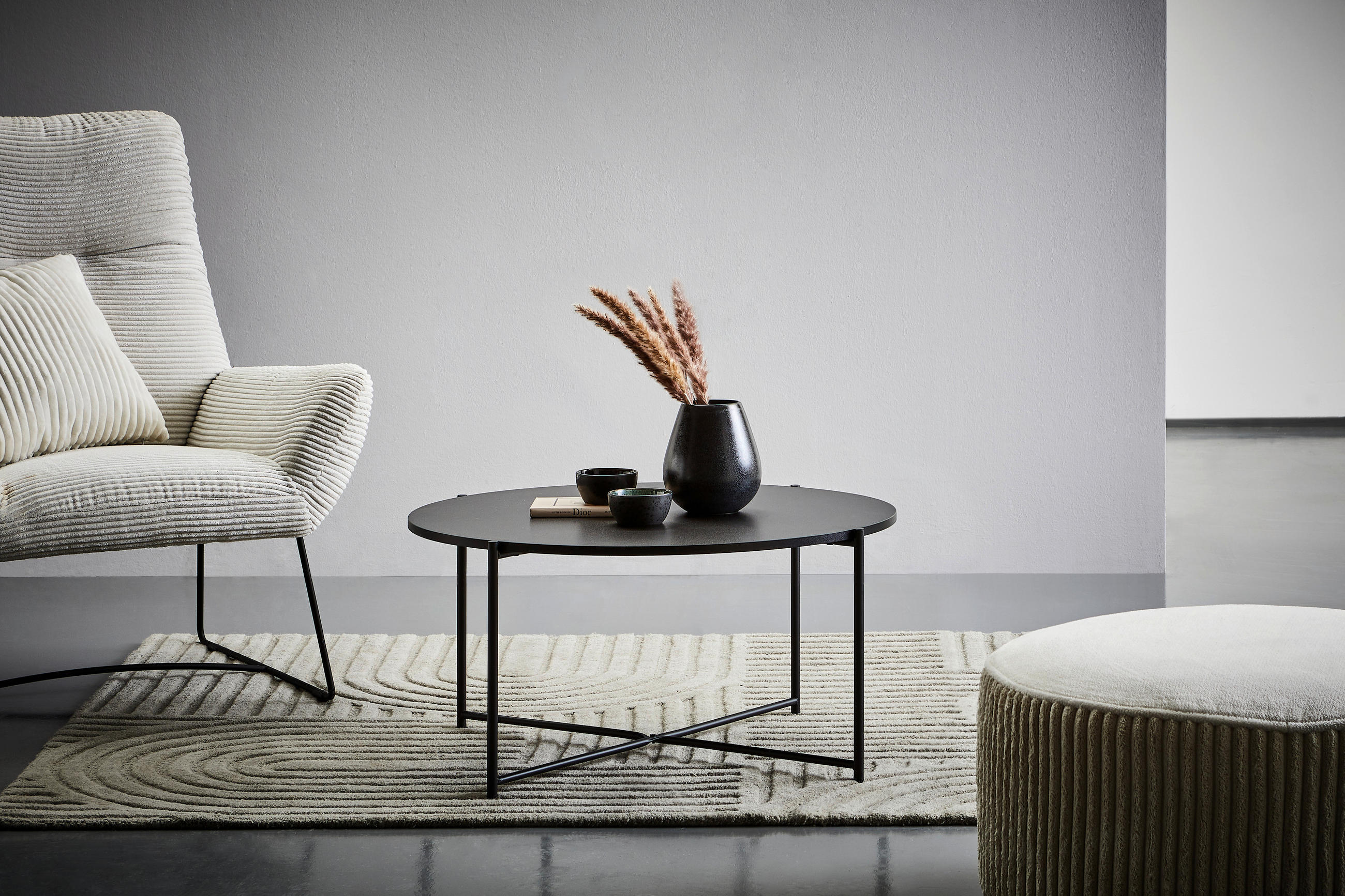 COUCHTISCH 83/83/40 cm rund Schwarz  - Schwarz, Design, Holzwerkstoff/Metall (83/83/40cm) - MID.YOU